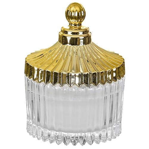 Μπομπονιέρα γυάλινη μπιζουτιέρα με χρυσό καπάκι με κερί ΕΒ- 02-352X