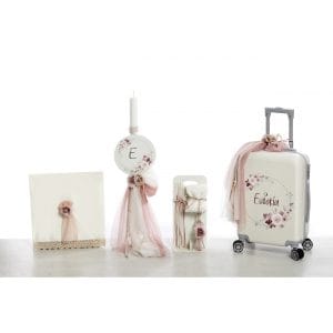 Σετ βάπτισης για κορίτσι με θέμα Λουλούδια και όνομα ΒEL-2451