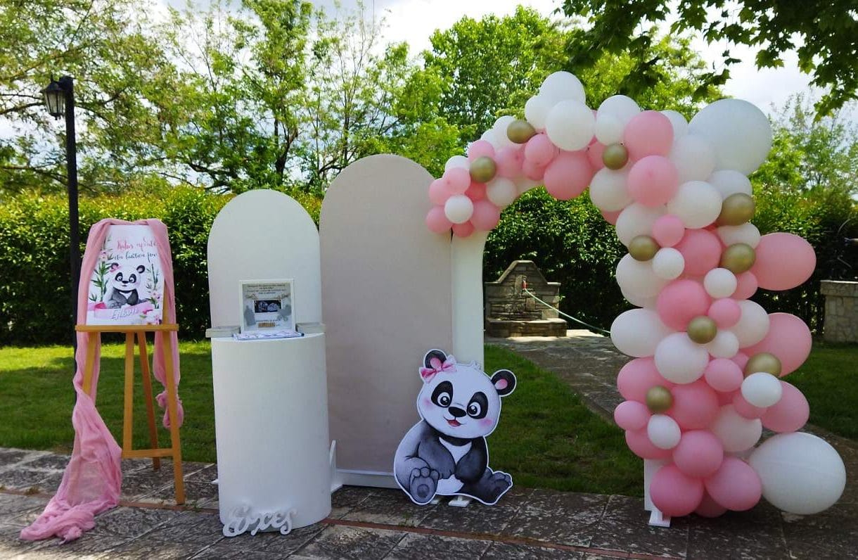 Στολισμός & Candy bar βάπτισης με θέμα το panda για κορίτσι & photobooth