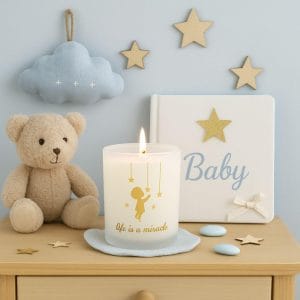 Μπομπονιέρα βάπτισης Διακοσμητικό Κερί με Αγοράκι  AD-716