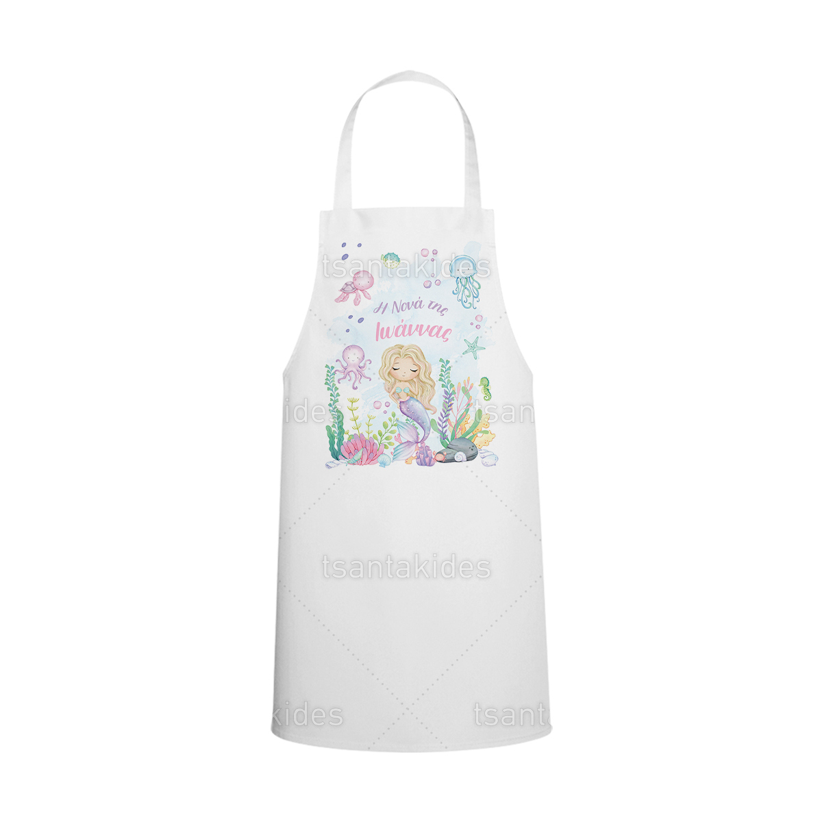 Υφασμάτινη ποδιά νονάς/νονού με θέμα Mermaid   TS-768