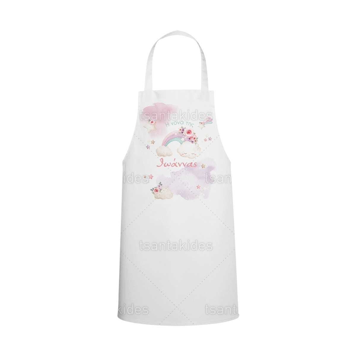 Υφασμάτινη ποδιά νονάς/νονού με θέμα Star Moon & Cloud With Flowers  TS584