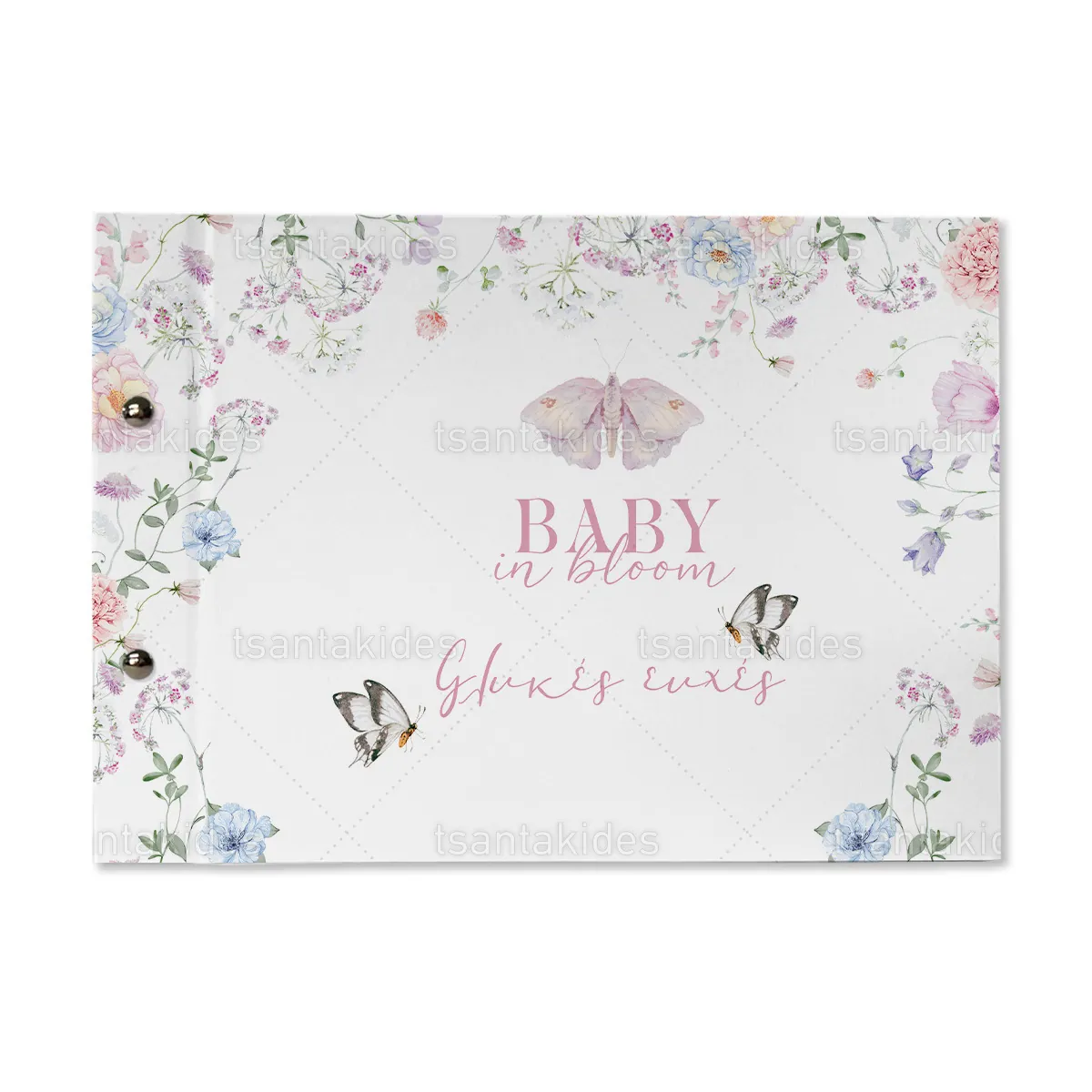 Βιβλίο ευχών εκτυπωμένο με θέμα Vintage Floral TS929