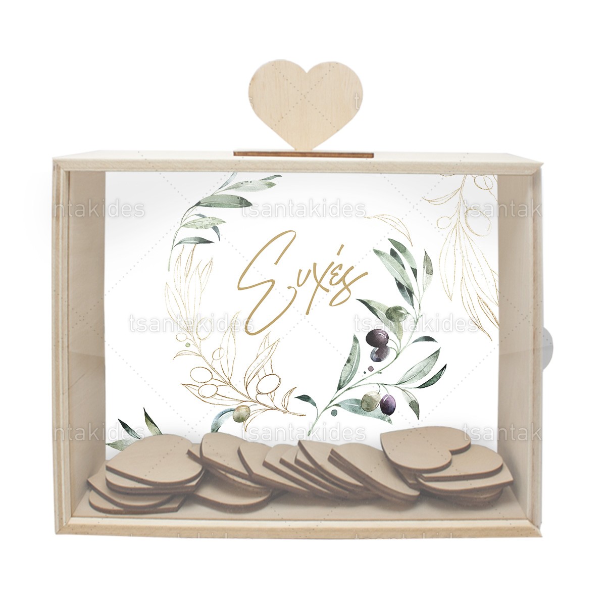 Κουτί ευχών εκτυπωμένο με θέμα Olive wreath TS809