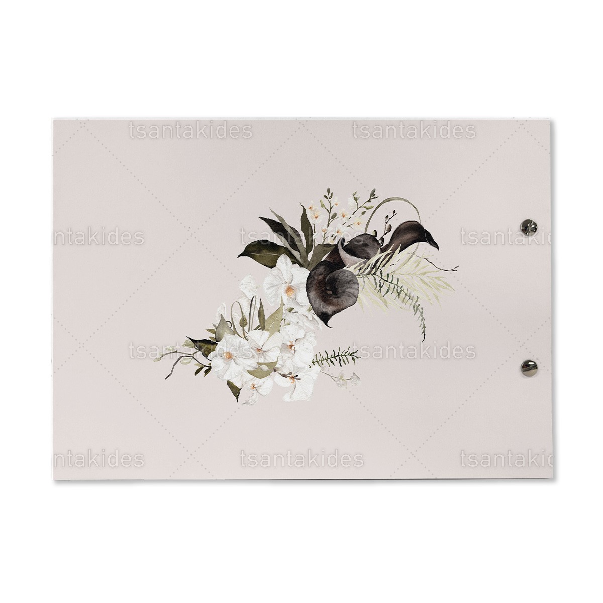 Βιβλίο ευχών εκτυπωμένο με θέμα Black and white orchid TS794 - Image 2