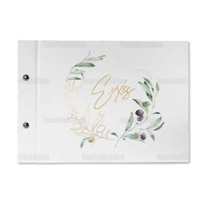 Βιβλίο ευχών εκτυπωμένο με θέμα Olive wreath TS809
