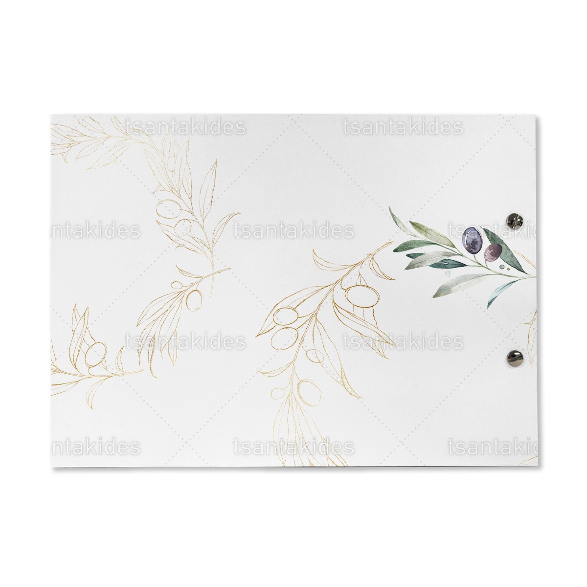 Βιβλίο ευχών εκτυπωμένο με θέμα Olive wreath TS809 - Image 2