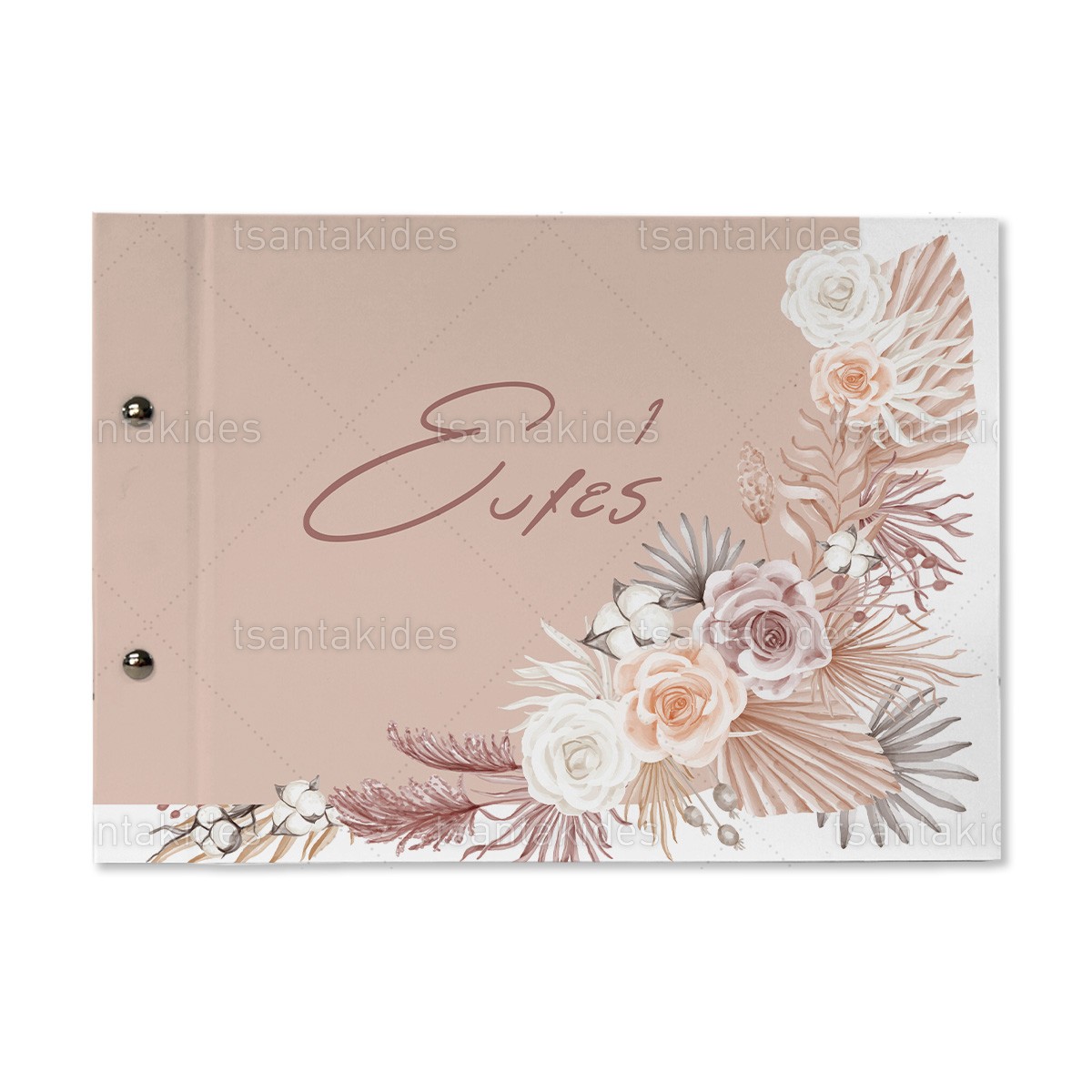 Βιβλίο ευχών εκτυπωμένο με θέμα Boho rose pampas TS828