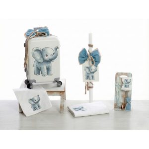 Σετ βάπτισης για αγόρι Τρόλεϊ "Watercolor Elephant" ΣΔΣ-26204