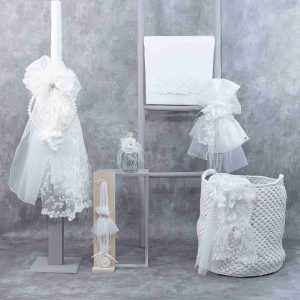 Σετ βάπτισης για κορίτσι με θέμα Λουλούδια-Πέρλες L-E744