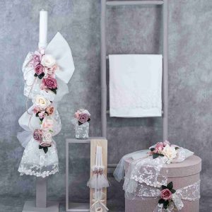 Σετ βάπτισης για κορίτσι με θέμα Λουλούδια L-E732