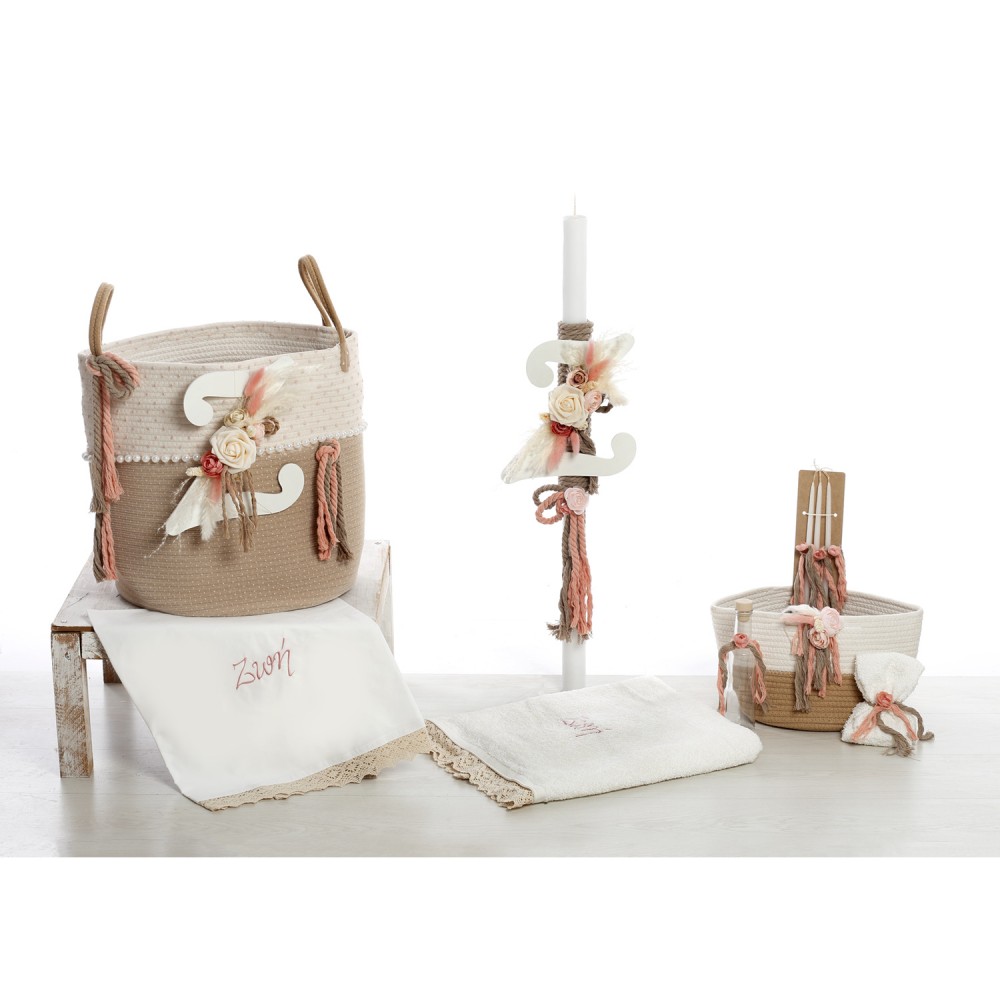 Σετ βάπτισης για κορίτσι Καλάθι "Pambas & Floral Elegance" ΣΔΣ-2641