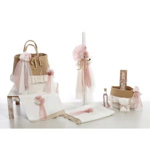 Σετ βάπτισης για κορίτσι Καλάθι "Rustic Romance Collection"  ΣΔΣ-2609