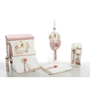 Σετ βάπτισης για κορίτσι Κουτί-Θρανίο "Ocean Princess Monogram" ΣΔΣ-ΣΚΒ-2601