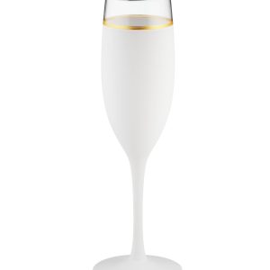 Ποτήρι Σαμπάνιας Λευκό με Χρυσή Γραμμή KS3010