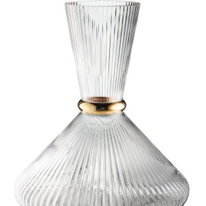 Καράφα Γύαλινη Ανάγλυφη με Χρυσό Δαχτυλίδι KN8360