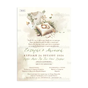 Προσκλητήριο γάμου & βάπτισης εκτυπωμένο με θέμα Watecolor Wedding Rings TS26-TS1151