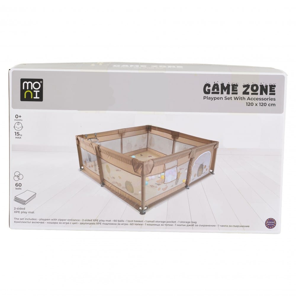 Πάρκο παιχνιδιού GameZone 120x120 με αξεσουάρ Beige Moni 3801005210572 - Image 2