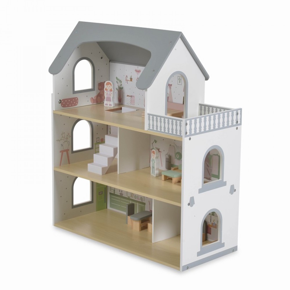 Ξύλινο Κουκλόσπτιτο Wooden doll playhouse Ema MONI TOYS 3801005602056 - Image 2