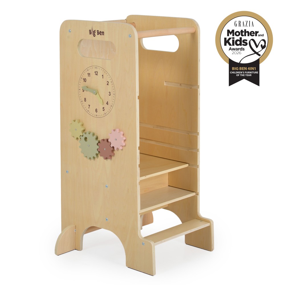 Ξύλινος Πύργος Εκμάθησης Wooden learning tower 4 in 1 Big Ben MONI TOYS 3801005602278