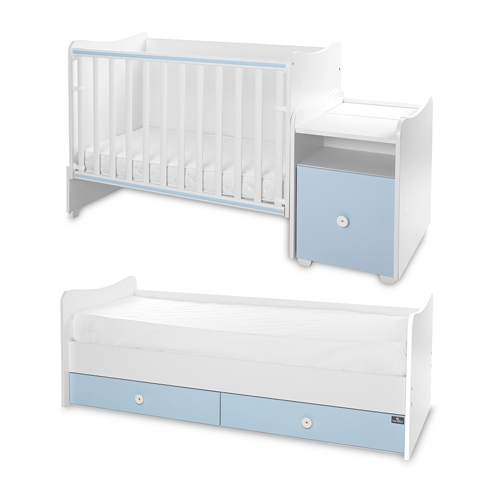 Μετατρεπόμενο Πολυμορφικό Κρεβάτι TREND PLUS White & Baby Blue Lorelli 10150590039P - Image 3