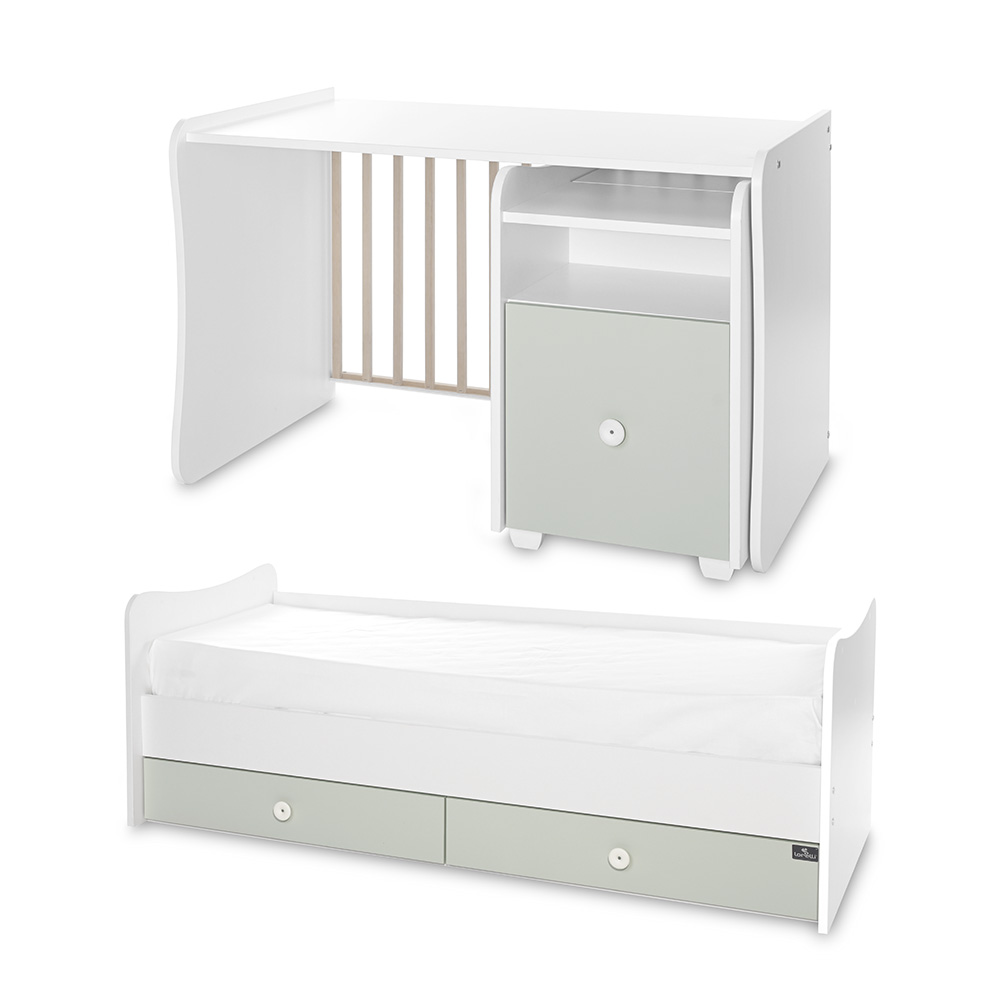 Μετατρεπόμενο Πολυμορφικό Κρεβάτι TREND PLUS White & Milky Green Lorelli 10150590040P - Image 2