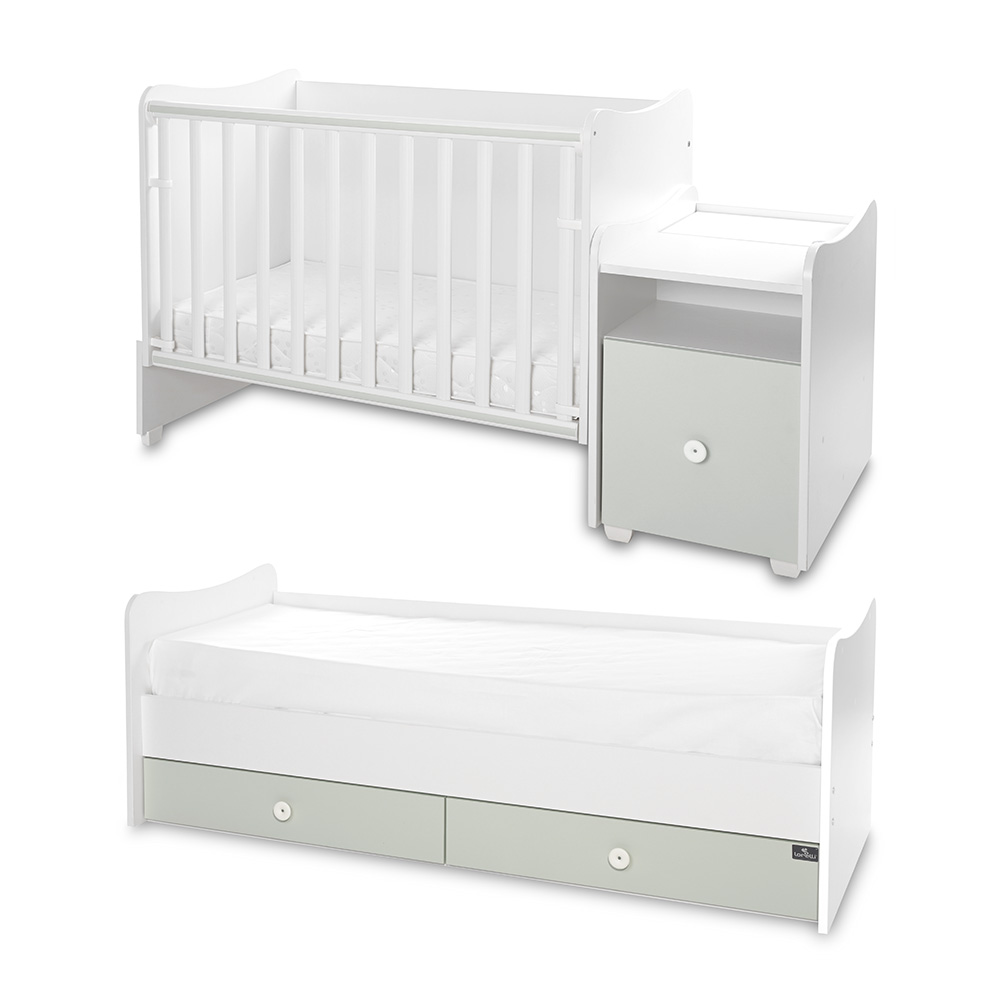 Μετατρεπόμενο Πολυμορφικό Κρεβάτι TREND PLUS White & Milky Green Lorelli 10150590040P - Image 3