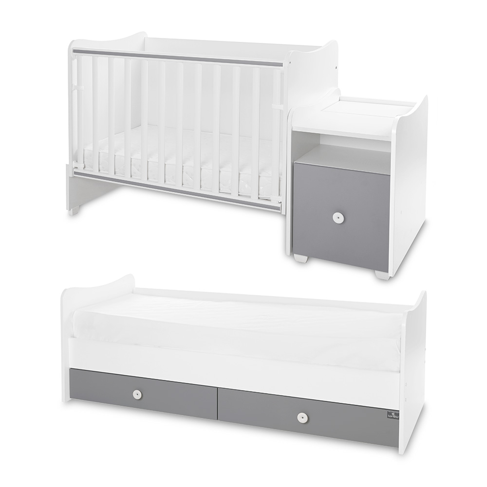 Μετατρεπόμενο Πολυμορφικό Κρεβάτι TREND PLUS White & Stone Grey Lorelli 10150590041P - Image 2