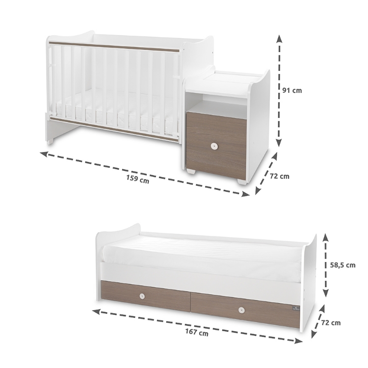 Μετατρεπόμενο Πολυμορφικό Κρεβάτι TREND PLUS White & Baby Blue Lorelli 10150590039P - Image 5